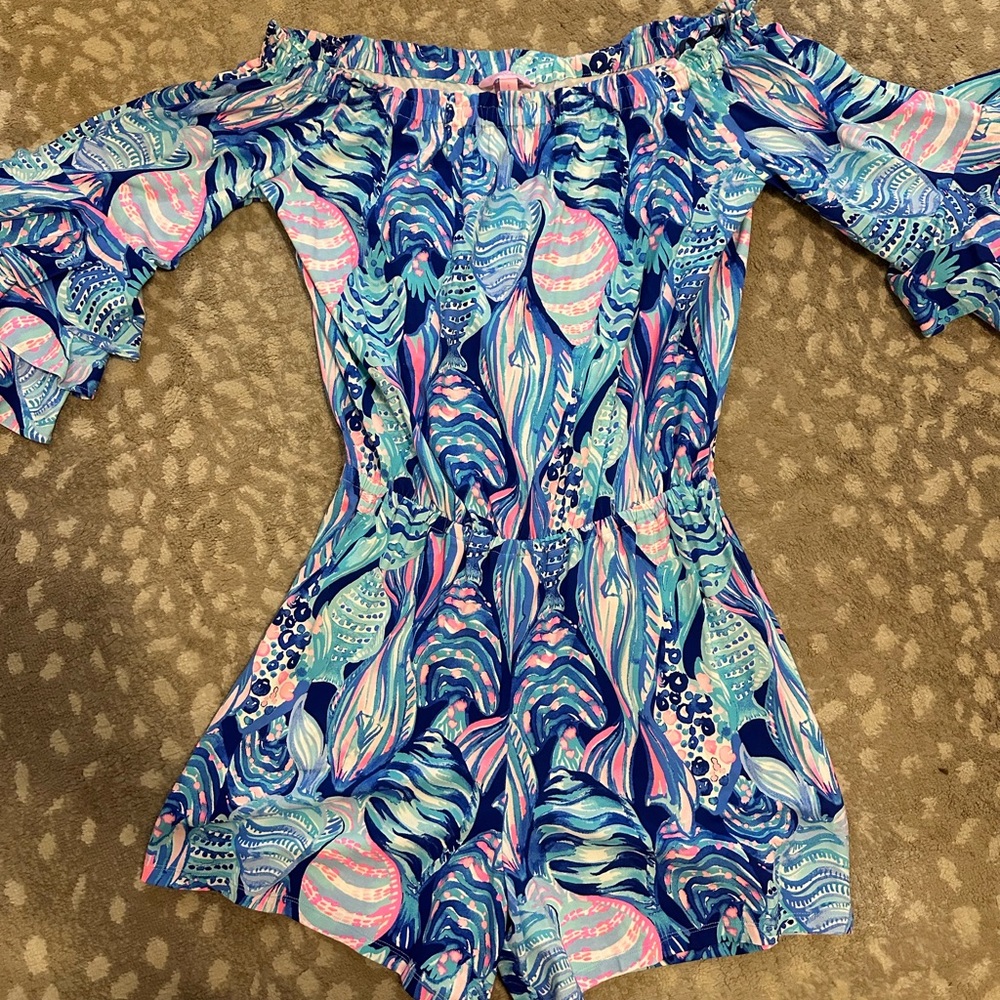 Blue and Pink Floral Jumpsuit with Tropical Print